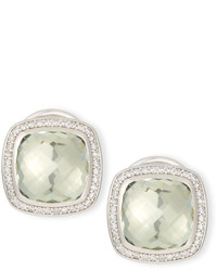 David Yurman 11mm Albion Prasiolite Stud Earrings With Diamonds