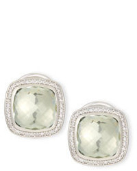 David Yurman 11mm Albion Prasiolite Stud Earrings With Diamonds