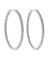 Sylva & Cie 18 Karat White Gold Diamond Hoop Earrings