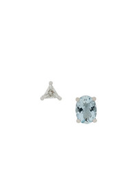 Delfina Delettrez 18kt Gold Dots Solitaire Aquamarine And Diamond Earrings
