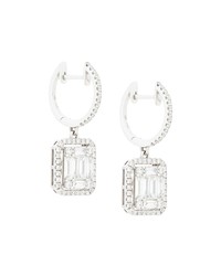 Gemco 18kt White Gold Square Cut Diamond Drop Earrings