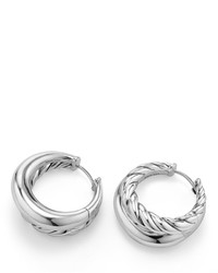 David Yurman 255mm Pure Form Sterling Silver Double Hoop Earrings