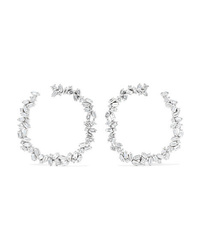 Suzanne Kalan 32mm 18 Karat White Gold Diamond Hoop Earrings