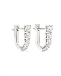 Melissa Kaye Aria U Huggie 18 Karat White Gold Diamond Earrings