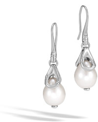 John Hardy Bamboo Silver Drop Earrings With Pearls