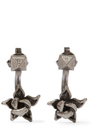 Valentino Burnished Silver Tone Earrings One Size
