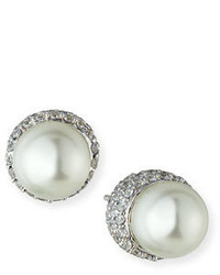 FANTASIA By Deserio 9mm Pave Pearly Stud Earrings