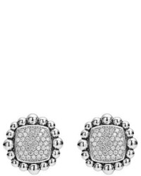 Lagos Caviar Spark Square Diamond Stud Earrings