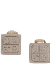 Chanel Vintage Square Clip On Earrings
