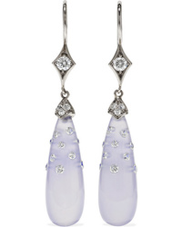 Fred Leighton Collection 18 Karat White Gold Chalcedony And Diamond Earrings