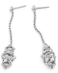 David Yurman Crossover Chain Drop Earrings With Diamonds