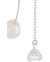E.m. Crystal And Pearl Drop Chain Earring
