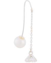 E.m. Crystal And Pearl Drop Chain Earring