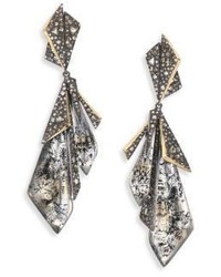 Alexis Bittar Crystal Encrusted Layered Origami Clip On Earrings