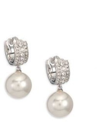 Adriana Orsini Faux Pearl Crystal Huggie Earrings