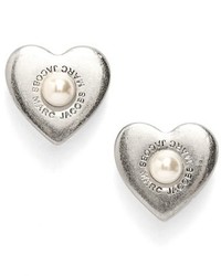 Marc Jacobs Faux Pearl Heart Stud Earrings