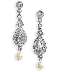 Ben-Amun Glass Pearl Swarovski Crystal Drop Earrings