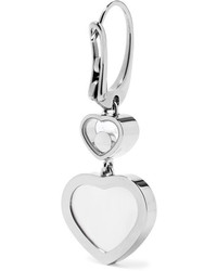 Chopard Happy Hearts 18 Karat White Gold Diamond And Mother Of Pearl Earrings