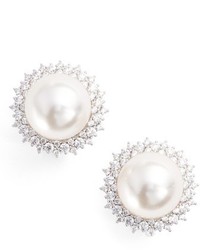 Nadri Imitation Pearl Clip Stud Earrings