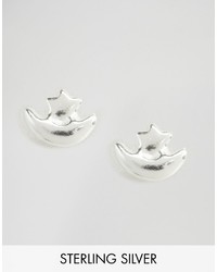 Reclaimed Vintage Inspired Sterling Silver Star Moon Studs