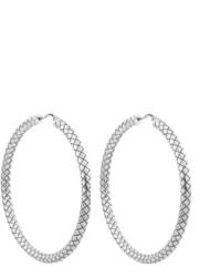 Bottega Veneta Intrecciato Oxidised Sterling Silver Hoop Earrings
