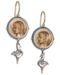 Konstantino Kerma Bronze Sterling Silver Coin Drop Earrings
