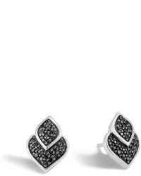 John Hardy Legends Naga Silver Stud Earrings With Black Sapphire Black Spinel