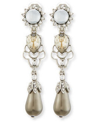 Oscar de la Renta Linear Pearly Drop Earrings