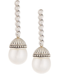 Lagos Luna Diamond Pearl Drop Earrings