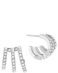 Michael Kors Michl Kors Modern Brilliance Crystal Pave Huggie Earringssilvertone