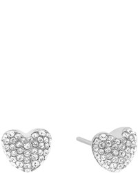 Michael Kors Michl Kors Pav Hearts Crystal Stud Earrings Silvertone
