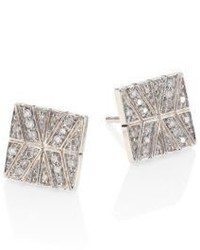 John Hardy Modern Chain Diamond Sterling Silver Stud Earrings