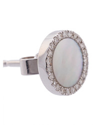 Ef Collection Mother Of Pearl Diamond Disc Stud Earrings