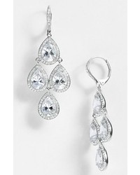Nadri Cubic Zirconia Chandelier Earrings Silver Clear Crystal
