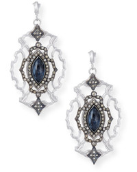 Armenta New World Large Open Scroll Marquis Blue Pietersite Diamond Earrings