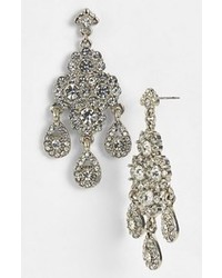 Nina Andrea Chandelier Earrings Silver Clear