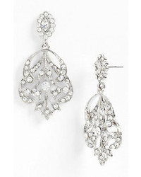 Nina Begonia Openwork Crystal Chandelier Earrings Silver Clear