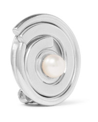 Annie Costello Brown Novus Sterling Silver Pearl Clip Earrings