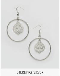NY:LON Nylon Silver Plated Filigree Hoop Drop Earrings