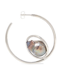 Closer By Wwake Orbital Silver Pearl Earrings