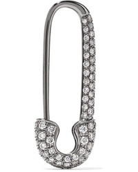 Anita Ko Safety Pin 18 Karat Blackened White Gold Diamond Earring