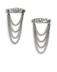 Marc Jacobs Safety Pin Layered Chain Stud Earrings