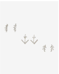 Express Set Of Three Leaf Arrow Stud Earrings