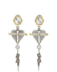 Prada Silver And Gold Hearts Earrings