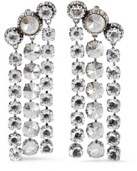 Lanvin Silver And Pewter Plated Swarovski Crystal Clip Earrings
