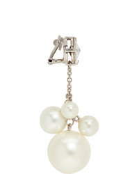 Miu Miu Silver And White Crystal Pearl Earrings