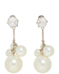 Miu Miu Silver And White Crystal Pearl Earrings