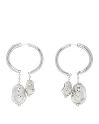 Lemaire Silver Blown Glass Creole Earrings