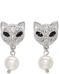 Miu Miu Silver Cat Crystal Earrings