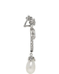 Miu Miu Silver Crystal And Pearl Clip On Earrings